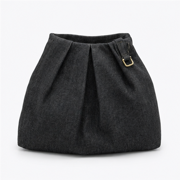 LE DRAPÉ - Denim Shoulder Bag with Linen Lining
