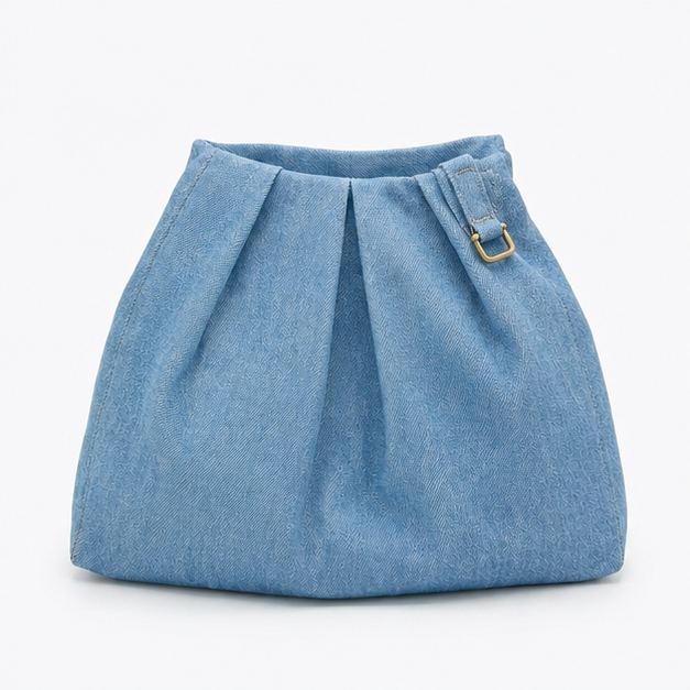 LE DRAPÉ - Denim Shoulder Bag with Linen Lining