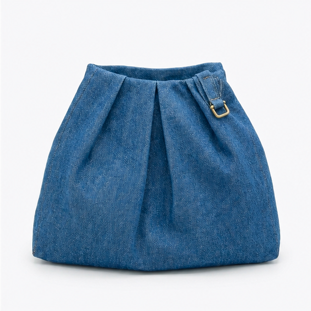 LE DRAPÉ - Denim Shoulder Bag with Linen Lining